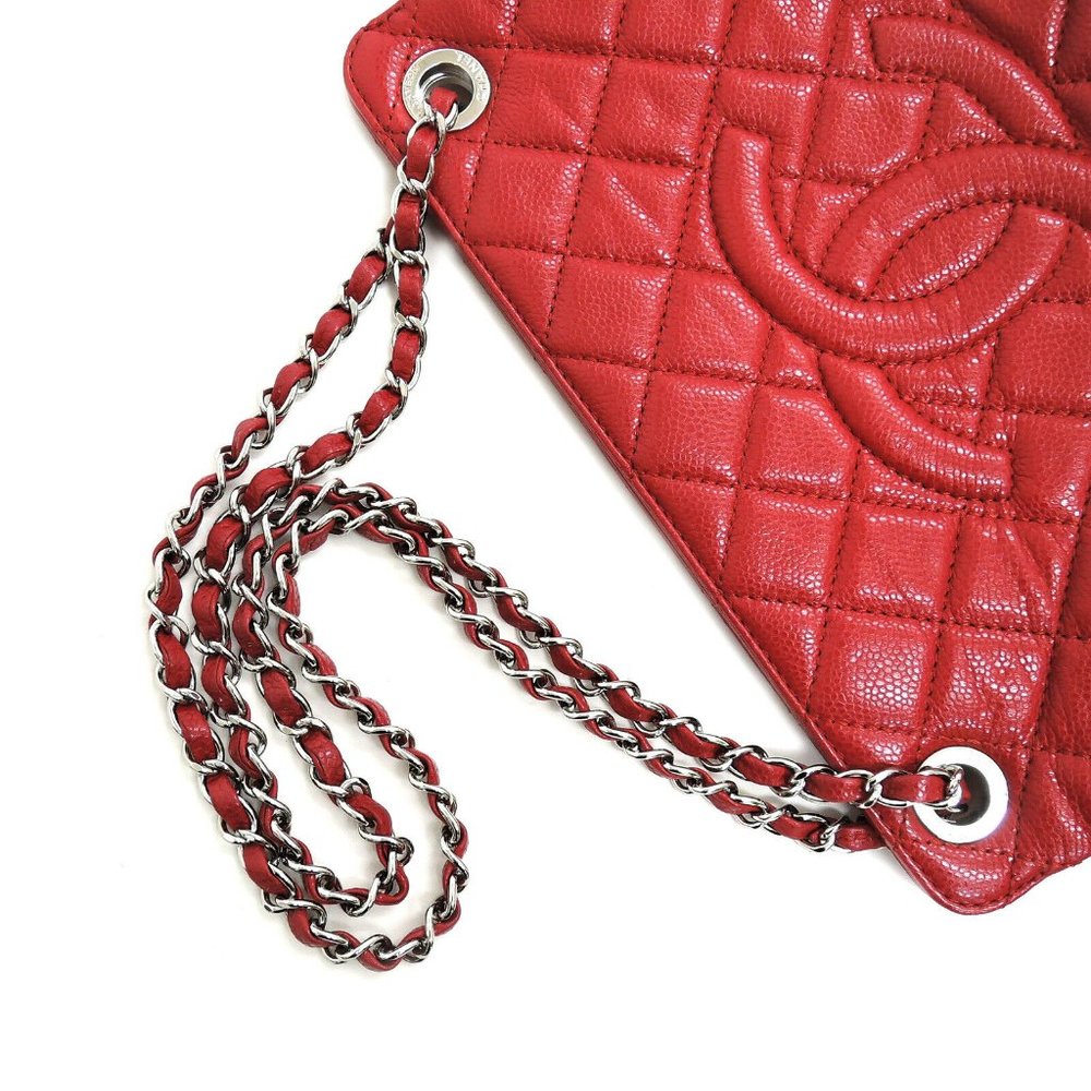 Chanel Caviar Skin Red Leather Bag! MINT! - Picture 8 of 10